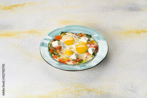 delicious scrambled eggs for breakfast in a plate