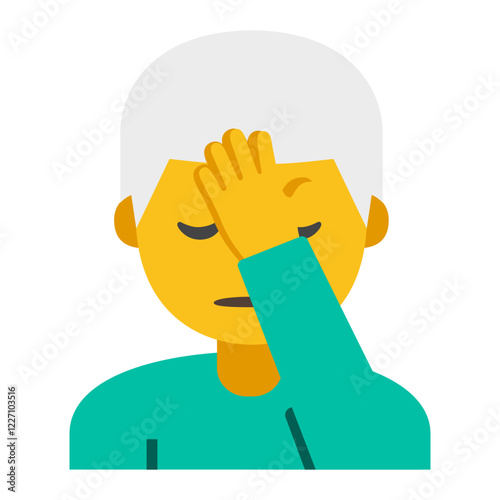 Simple Cartoon-Style Person Covering Face Illustration Clipart Isolated on White Background