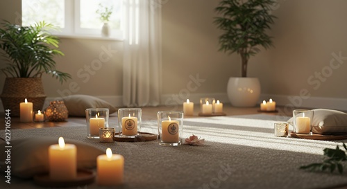 Relaxing Candlelight Scene Peaceful Home Ambiance photo