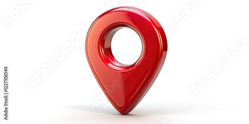 Red map pin: GPS location marker, geolocation symbol for navigation apps, GIS mapping, and location indicators. photo