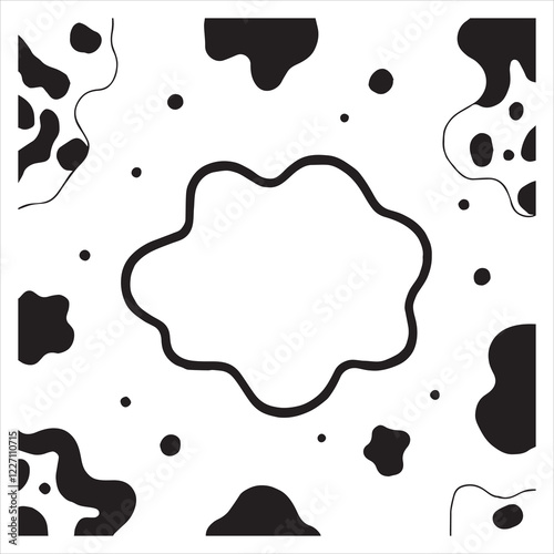Line art of a bold cow-print pattern.
