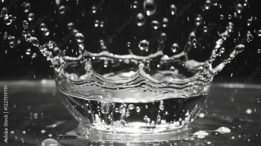 custom made wallpaper toronto digitalWater Splash with Droplets in Monochrome Setting