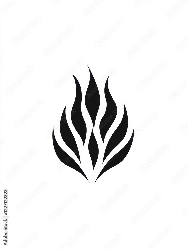Flame icon design featuring smooth, curved lines in a bold, black color on a white background for modern aesthetics. Generative AI Flame icon design featuring smooth, curved lines in a bold, black color on a white background for modern aesthetics. Generative AI