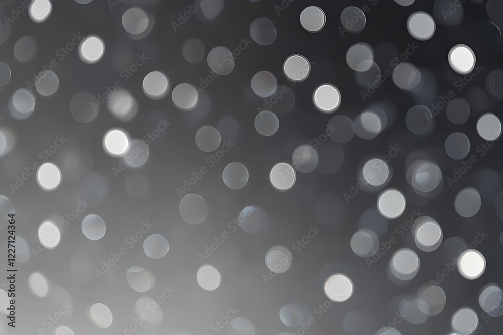 Abstract blurred shiny silver bokeh background, white bokeh on grey background Generative AI