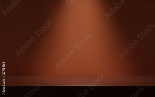 Brown Room with table surface. Product presentation template.