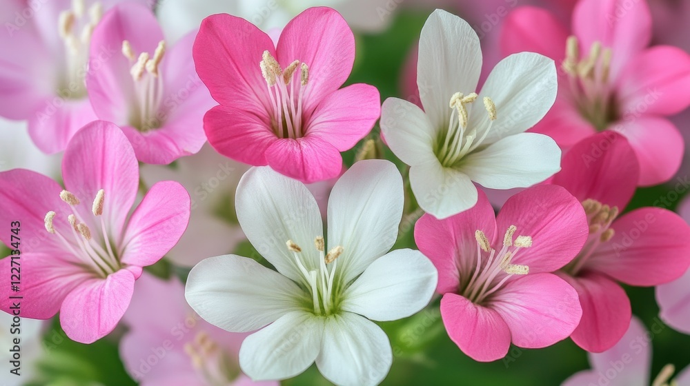 Delicate Pink and White Flowers in Bloom on a Soft Green Background Delicate Pink and White Flowers in Bloom on a Soft Green Background