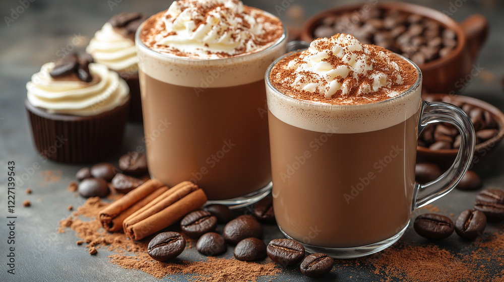 Coffee latte with whipped cream Coffee latte with whipped cream