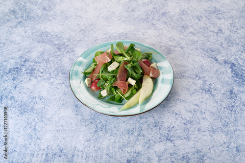 tasty and healthy salads in a plate on a beautiful background