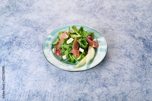 tasty and healthy salads in a plate on a beautiful background