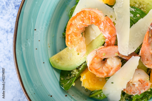 tasty and healthy salads in a plate on a beautiful background