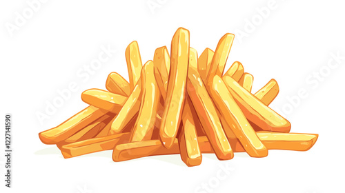 Fresh French fries Roasted potato chips wedges fried in deep fat fry oil potatoes Yellow sticks, isolated on white background. Fast Food. Unhealthy tasty food