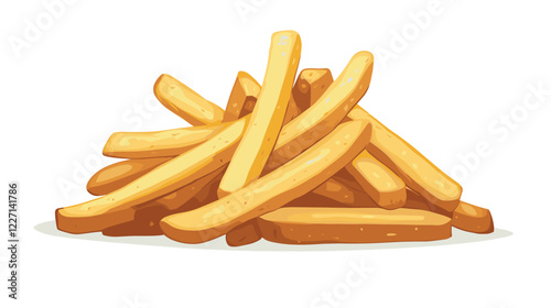Fresh French fries Roasted potato chips wedges fried in deep fat fry oil potatoes Yellow sticks, isolated on white background. Fast Food. Unhealthy tasty food