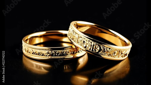 wedding rings on black background