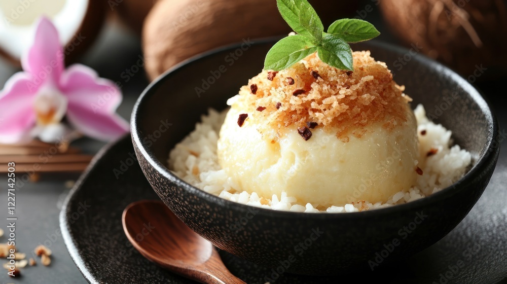 Coconut Rice Pudding Topped With Crispy Coconut Coconut Rice Pudding Topped With Crispy Coconut