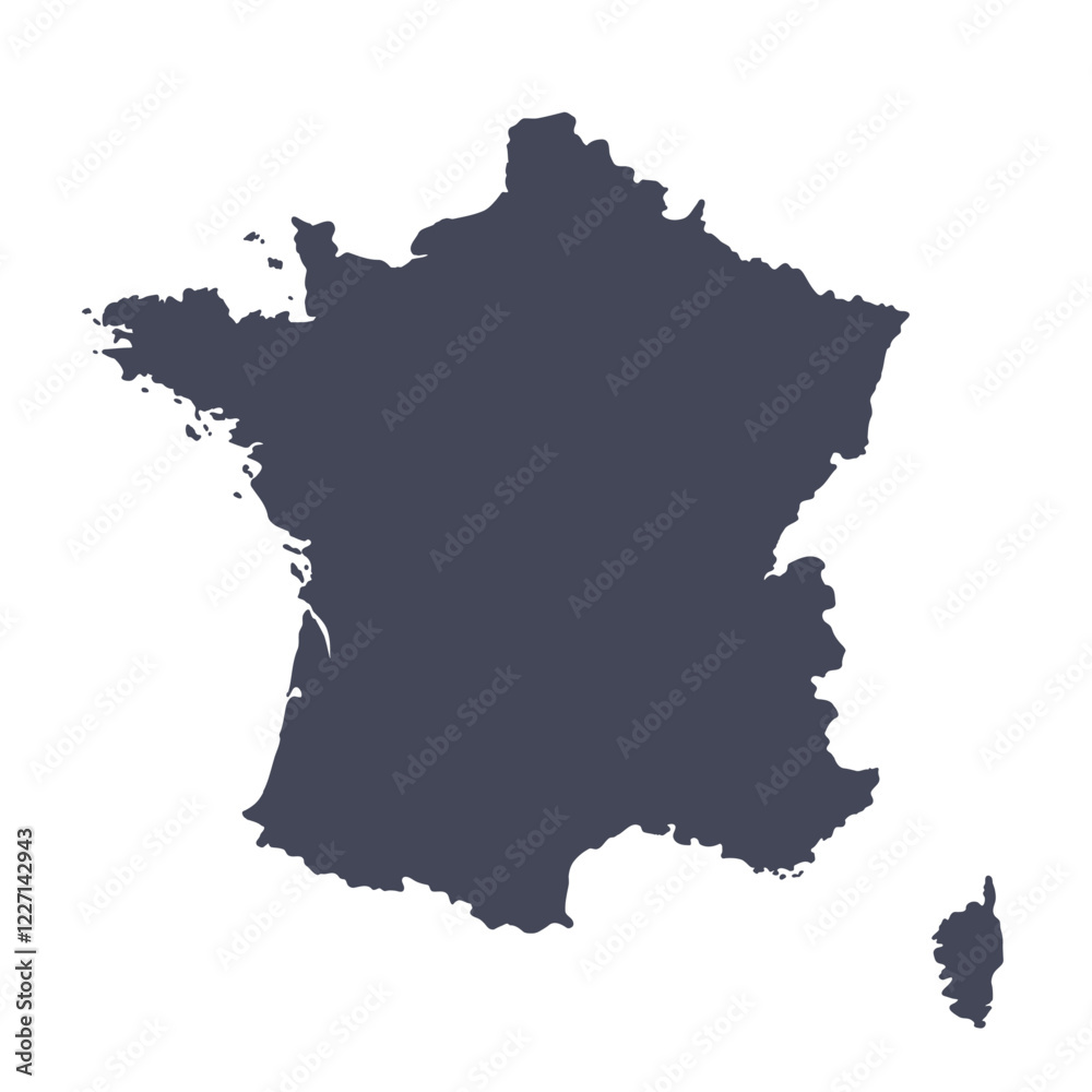Map of France black silhouette isolated on white. Hand drawn contour, empty country border. Vector clipart or png for banner background design, politics, travel, French events illustration. Map of France black silhouette isolated on white. Hand drawn contour, empty country border. Vector clipart or png for banner background design, politics, travel, French events illustration.