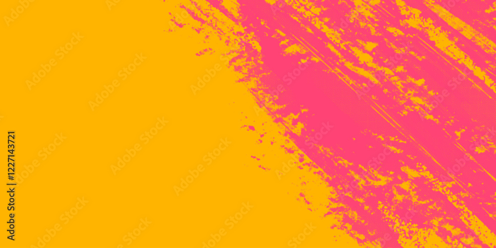 Obraz premium Colorful Grunge Background with Distressed Weathered Effect with Pink and Yellow Colors. Retro grungy overly brush stroke backdrop. Colorful worn abstract surface texture, perfect for flyers, cards