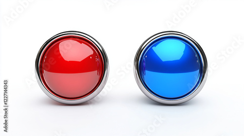 Free Download A red and a blue button with metallic rims simple set - GFXLoad