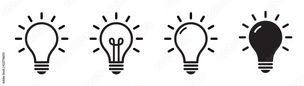 Lamp line icon set. Idea lamp icon collection. Bulb stock vector illustration. Lamp line icon set. Idea lamp icon collection. Bulb stock vector illustration.