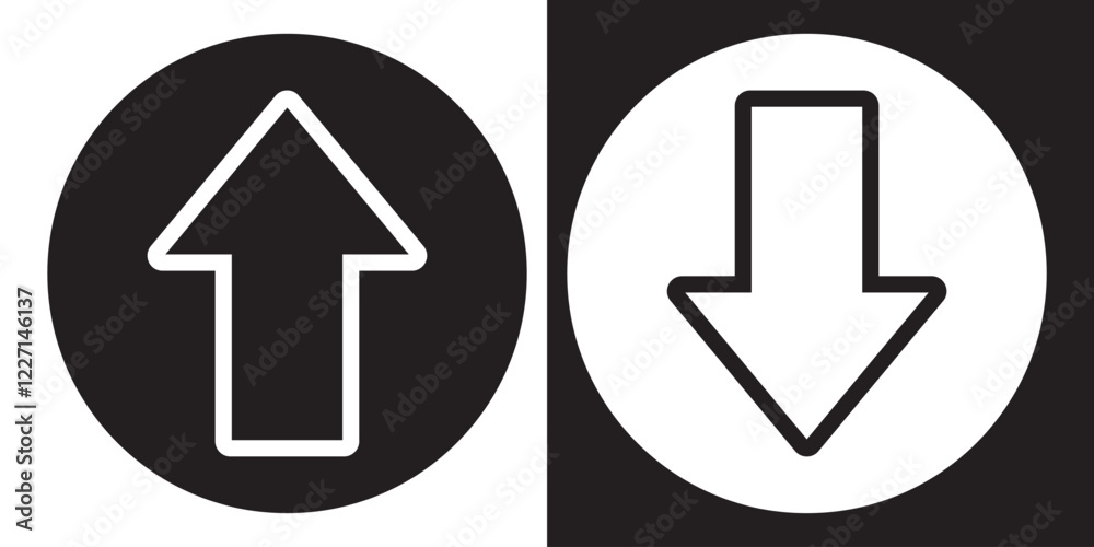 Realistic up and down arrow icon. red Up and green Down Arrow Icons with Rounded Edges. Vector illustration on transparent background. Eps 10. Realistic up and down arrow icon. red Up and green Down Arrow Icons with Rounded Edges. Vector illustration on transparent background. Eps 10.
