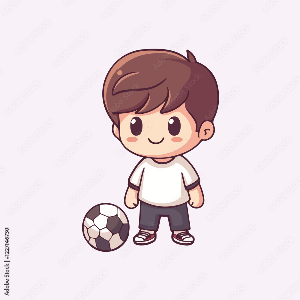 Cute boy working on laptop Cartoon Vector Icon Illustration