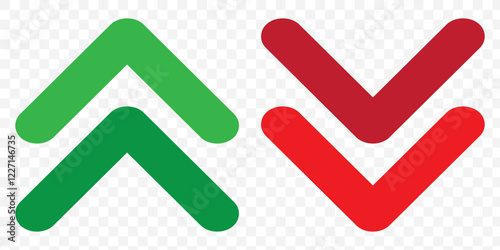 Graph going Up and Down sign with green and red arrows vector.  up and down arrow collection. eps 10.