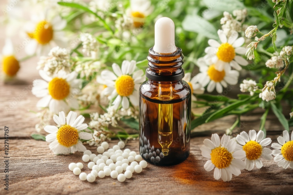 Homeopathic Remedy with Chamomile Flowers Homeopathic Remedy with Chamomile Flowers
