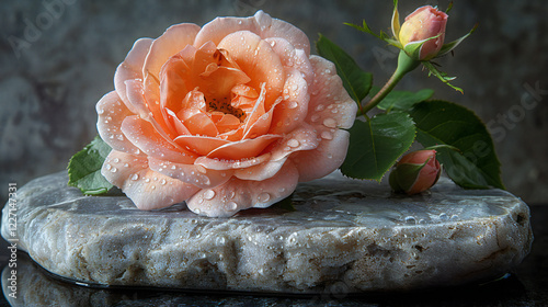 Serenity in Orange with Dew Kissed Rose photo