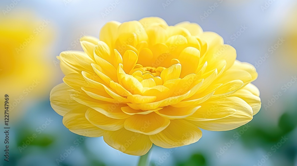 Fototapeta premium Yellow flower bloom close-up, garden background, nature beauty, floral design