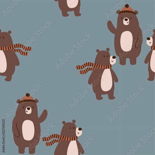 Cute bear, fox , squirrel,  forest animals tree mushroom cute woodland animals design for kids market as vector