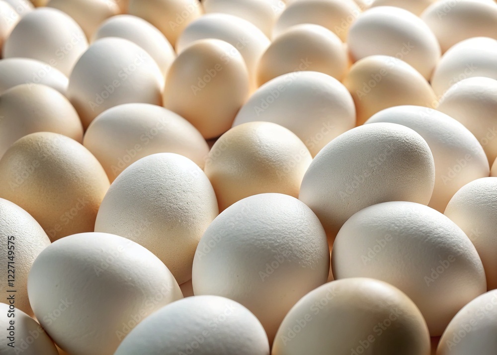 Close-Up of Many White Eggs, Clean Background - Stock Photo Close-Up of Many White Eggs, Clean Background - Stock Photo