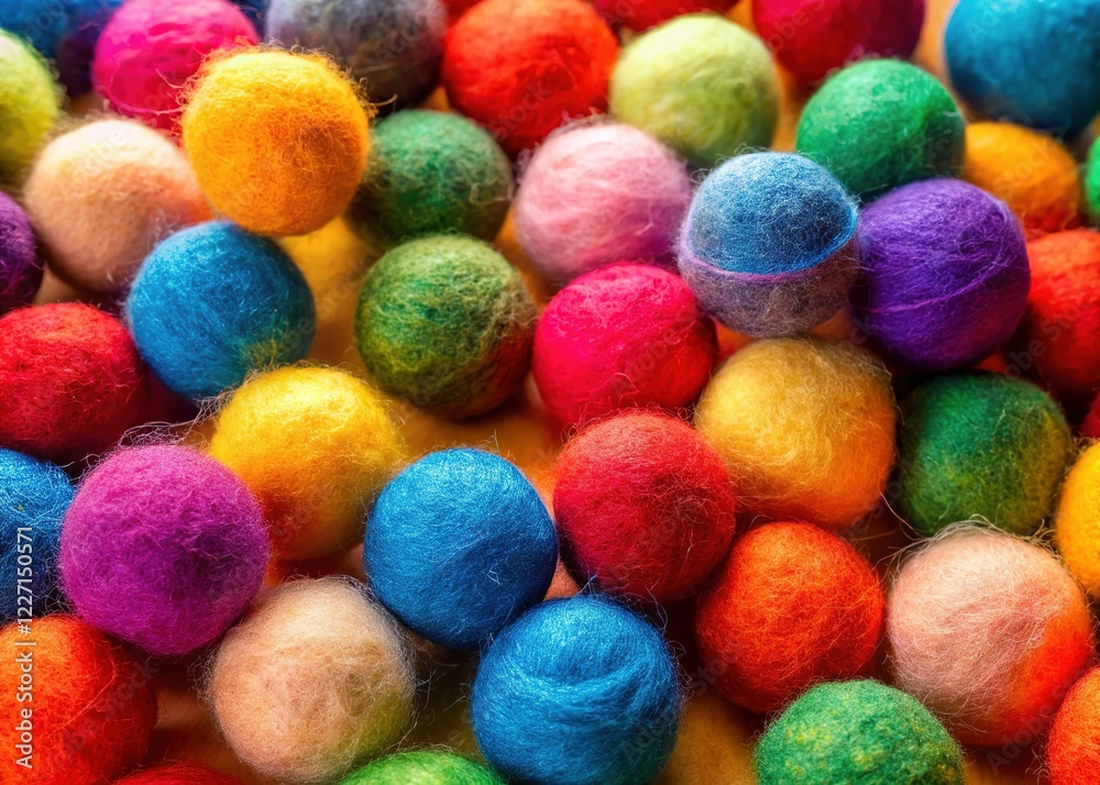 Colorful Needle Felted Wool Balls - Handmade Craft Supplies