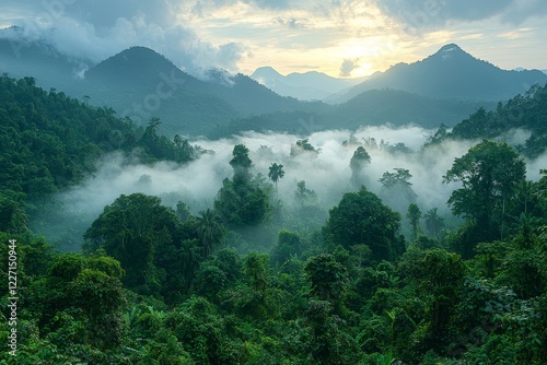 The morning light landscape view at Hala-Bala Wildlife Sanctuary, Narathiwat, Thailand