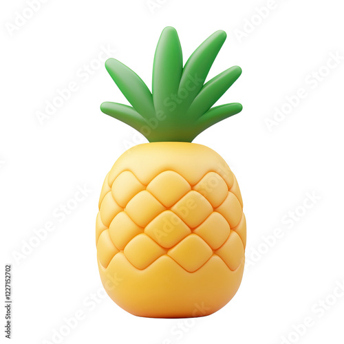 Adorable 3D Render of a Cartoon Pineapple Summer Fruit Tropical Design Element