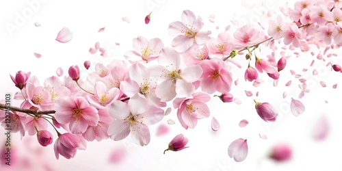 Wallpaper Mural Double Exposure: Pink Cherry Blossom Petals on White Background - Spring Floral Stock Photo Torontodigital.ca