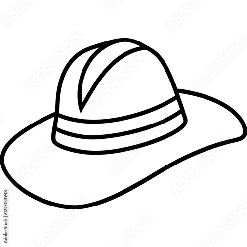 Sun Hat Silhouette on White Background