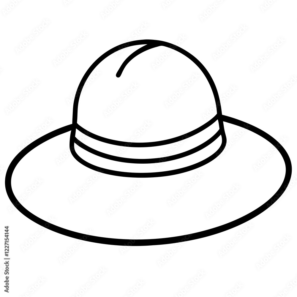 Sun Hat Silhouette on White Background Sun Hat Silhouette on White Background