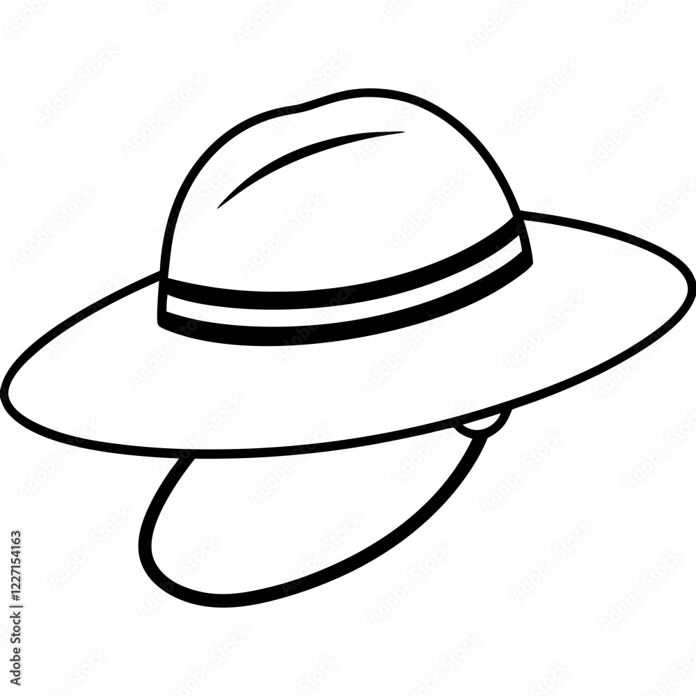 Sun Hat Silhouette on White Background Sun Hat Silhouette on White Background