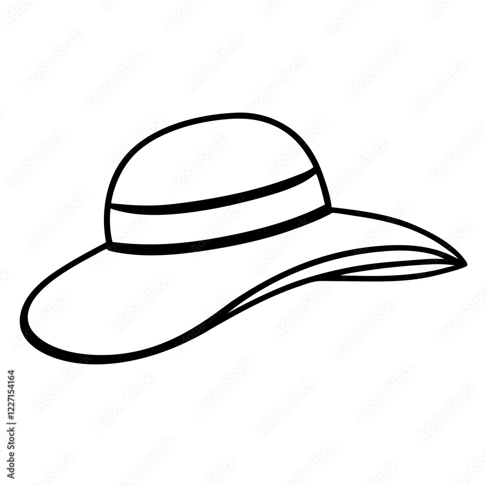 Sun Hat Silhouette on White Background Sun Hat Silhouette on White Background