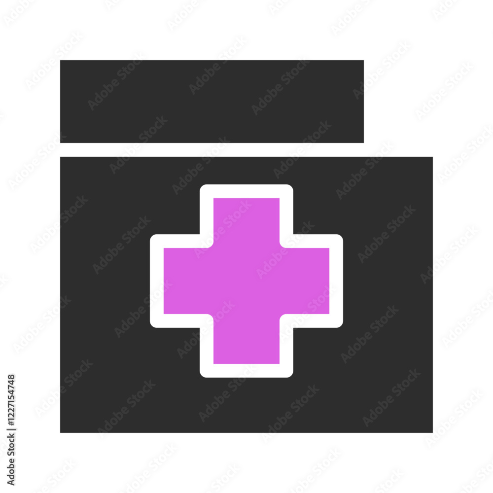 Fototapeta premium Medical File Icon Health Plus Sign Folder Illustration