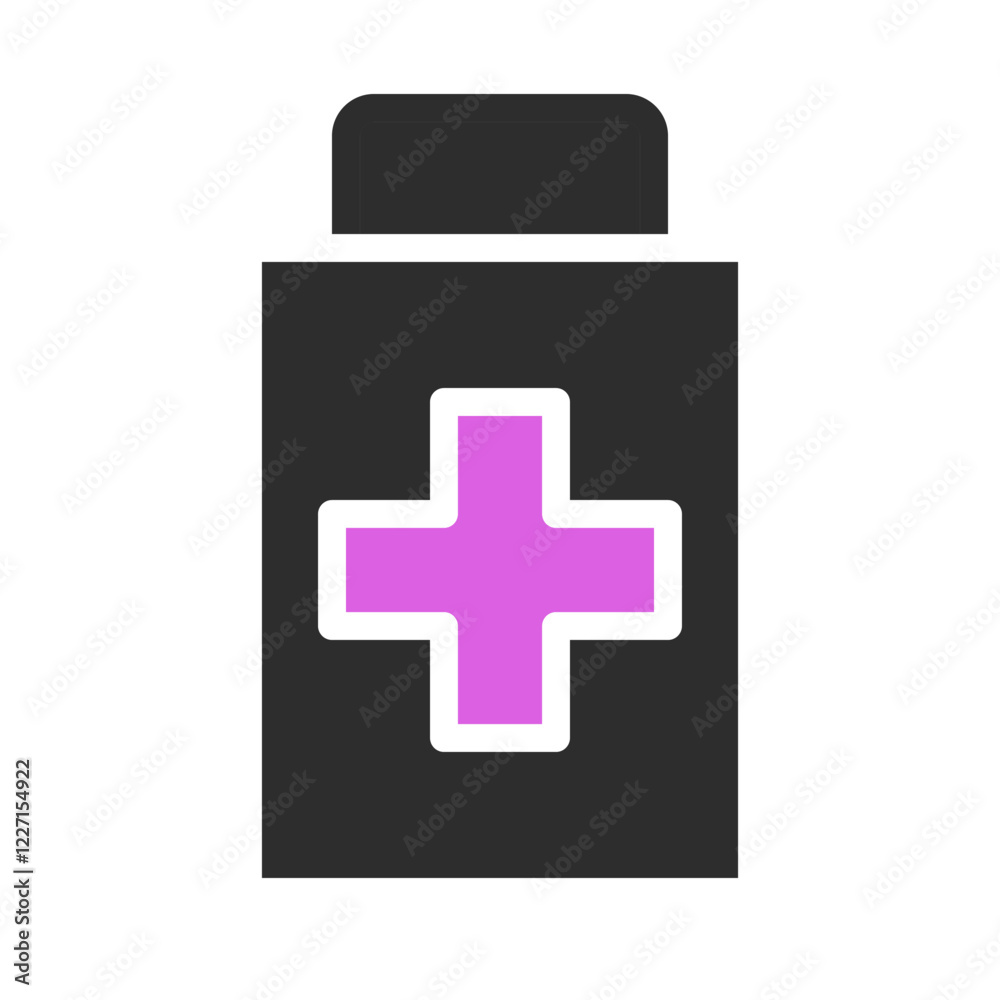 Obraz premium Medical Container With Pink Plus Symbol Flat Design