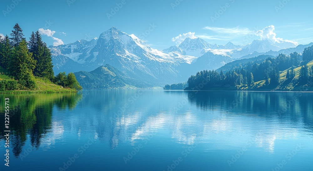 Fototapeta premium Great view of the snowy rocky massif. Location: Bachalpsee in the Swiss Alps, Grindelwald valley