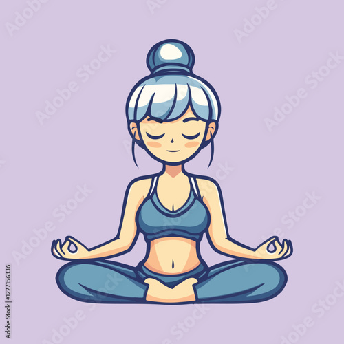 Cute girl yoga Cartoon Vector Icon Illustration