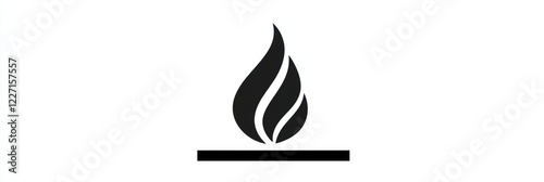 Flame icon representing fire in minimalistic design, suitable for alerts and symbols related to heat. Generative AI photo