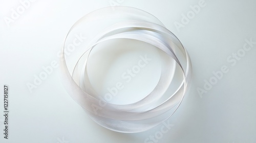 Intertwined glass rings on white background, studio shot, abstract design, website banner
