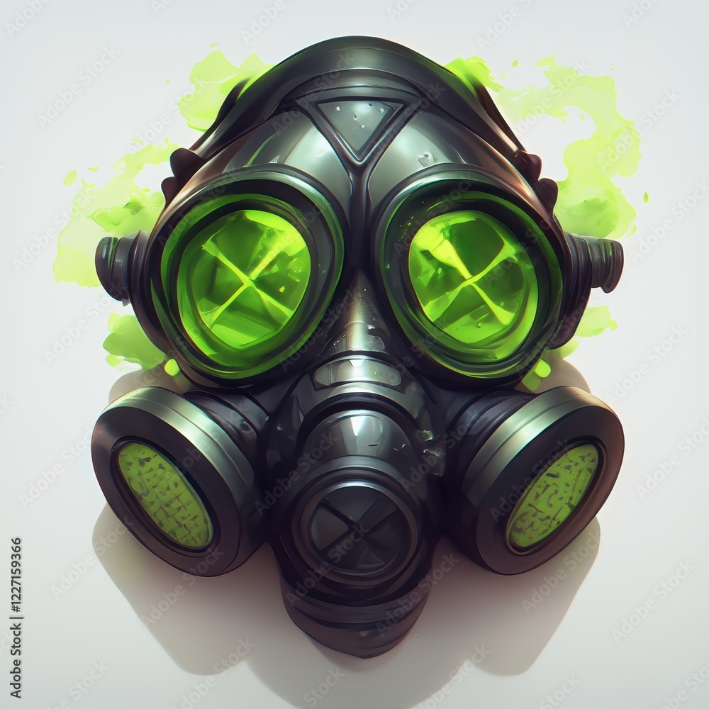 Futuristic Green Glowing Gas Mask Protective Gear Sci Fi Illustration Digital Art Futuristic Green Glowing Gas Mask Protective Gear Sci Fi Illustration Digital Art