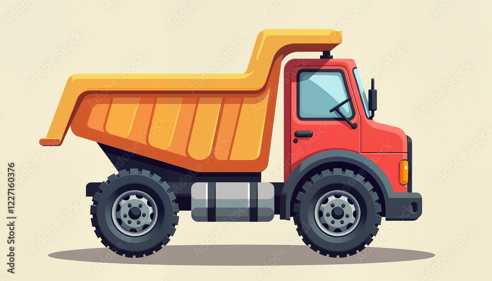 Cartoon dump truck in bright colors Cartoon dump truck in bright colors