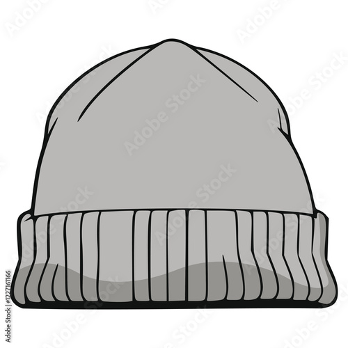 gray beanie hat winter cap fashion lifestyle flat color vector illustration template design