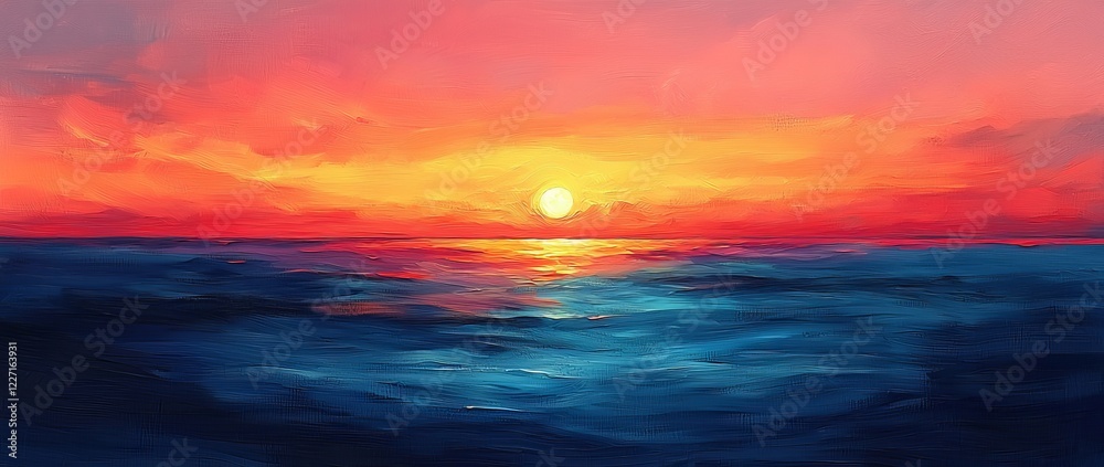 Obraz premium Abstract landscape. A versatile image suitable for creative design projects: posters, banners, cards, websites, and wallpapers. Bright colors. Acrylic on canvas