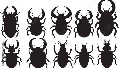A set of insects silhouettes for flat design. Hand drawn vector illustration
