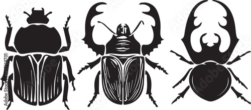 A set of insects silhouettes for flat design. Hand drawn vector illustration